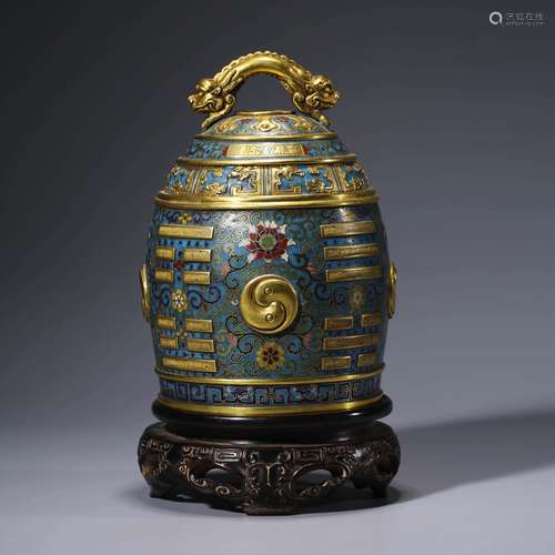 A Cloisonne Enamel Eight Trigrams Bell And Stand