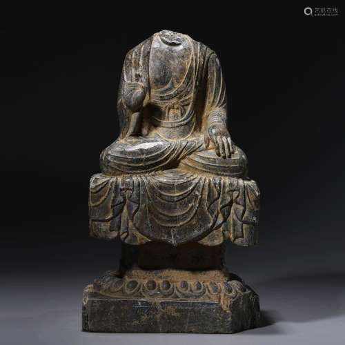 A Carved Stone Statue Of Shakyamuni(Head Missing)