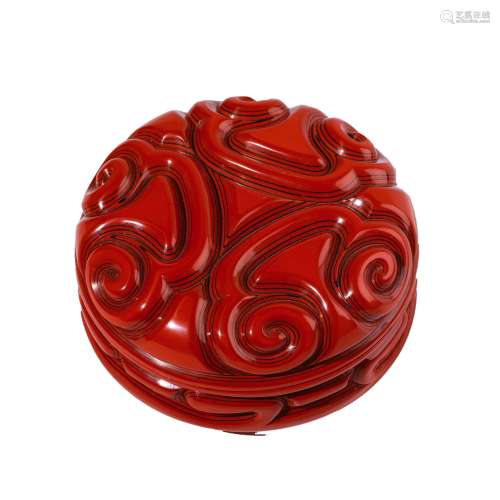 A Cinnabar Lacquer Circular Box And Cover