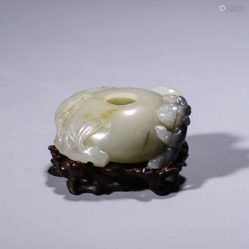 A Black And White Jade Figural Water Coupe