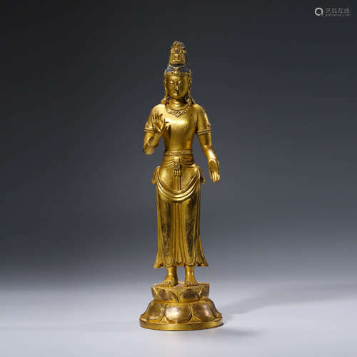 A Gilt Bronze Statue Of Avalokitesvara