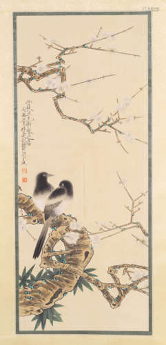 A Chinese Flowers And Birds Painting, Yu Feian Mark