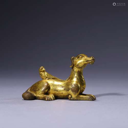 A Gilt Bronze Mythical Beast Ornament