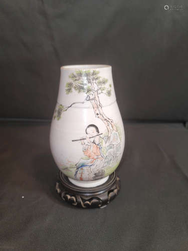 Xu Shanju Inscription Purple Light Figure Porcelain Vase