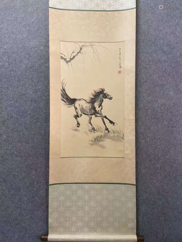 Xu Beihong Inscription, Horse, Vertical Paper Painting