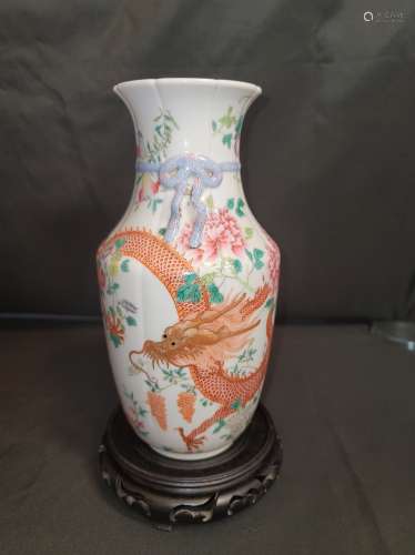 Qing Dynasty Qianlong Period Made Mark Famille Rose Dragon P...