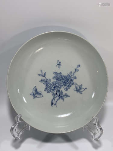 Qing Dynasty Qianlong Period Made Mark, Blue and White Flowe...