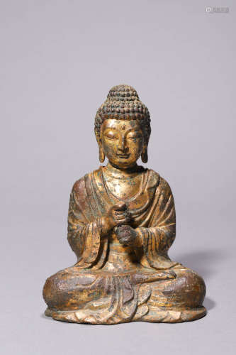 A Rare Chinese Gilt Bronze Seated Buddha