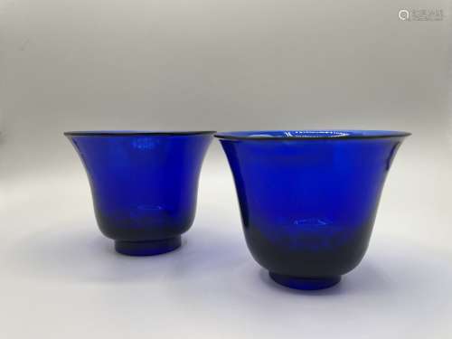 A Pair of Peking Glass Cups, Qianlong Mark