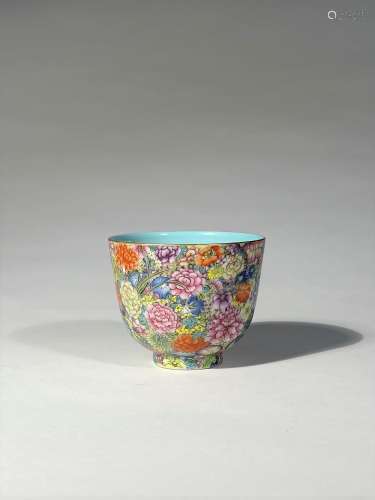 A Famille Rose Mille Fluer Cup Qing Dynasty