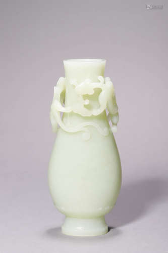 A Fine White Jade Chilong Vase