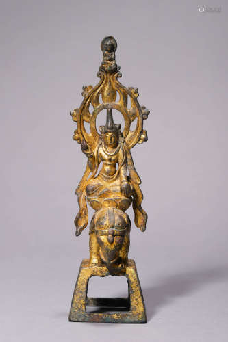 A Rare Gilt Bronze Seated Figure of Bodhisattva