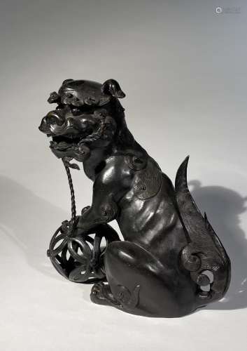 A  Bronze Lion Incense Burner, Ming Dynasty