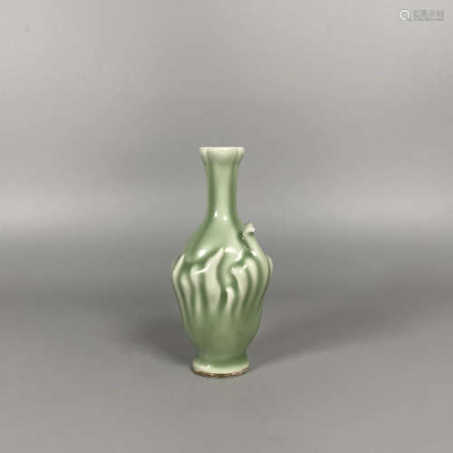 A Mellon Shaped Celadon Vase  19-20th Century