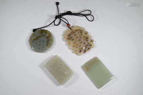 A Group of Four Jade Plaques Late Qing Dynasty