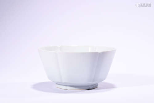 A Hexgonal White Glazed Bowl, Qing Dynasty