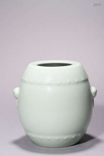 A Celadon Drum Shaped Vase, Daoguang Mark and Period