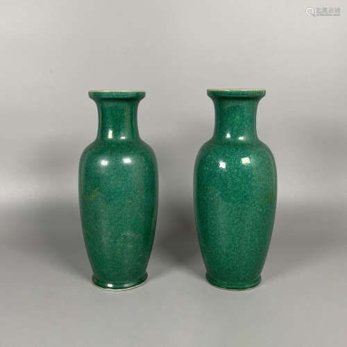 A Pair of Green Glazed Vases