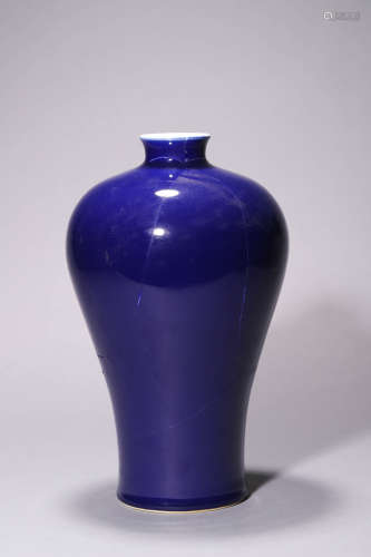 A Blue Glazed Meiping Vase, YongZheng Mark