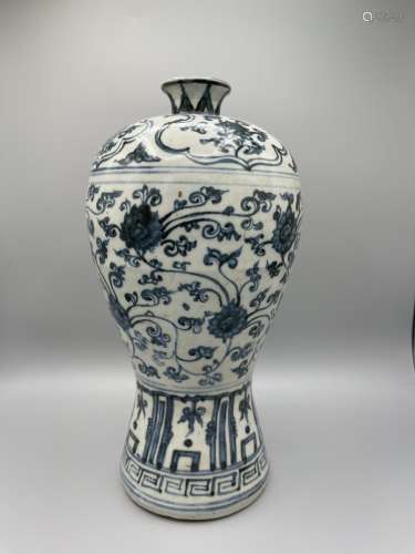 A Blue and White Lotus Meiping Vase