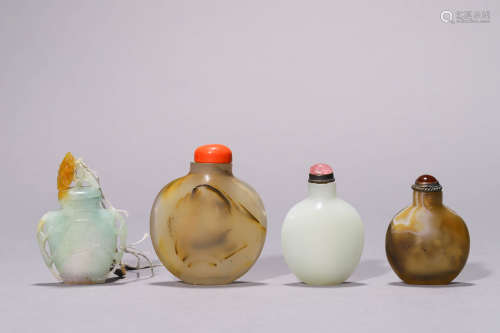 A Group of Four Snuff Bottles, 19th Century