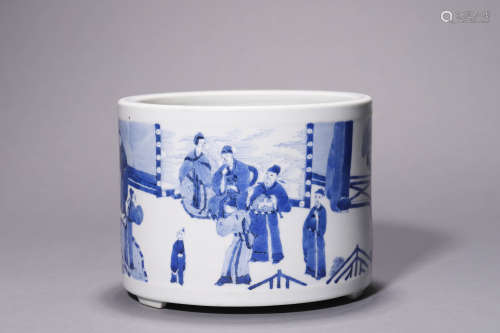 A Blue and White Scholar Brush Pot Possibly 18th Century