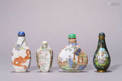 A Group of Four Snuff Bottles , Qing Dynasty