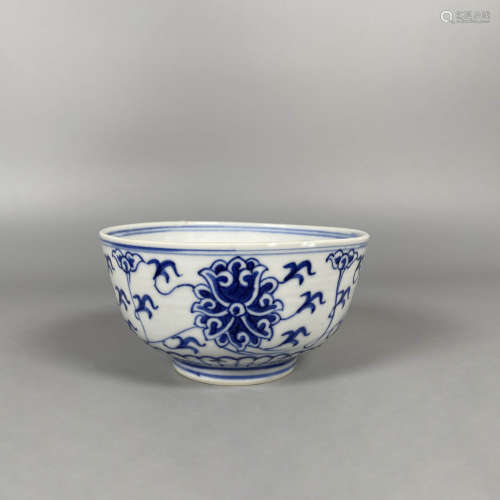A Blue and White Lotus Bowl, Guangxu Mark