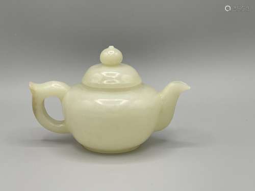 A White Jade Carved Teapot