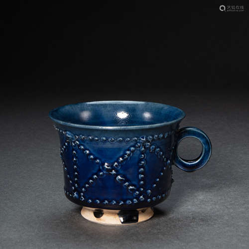 CHINESE TRICOLOR BLUE GLAZE CUP, TANG DYNASTY