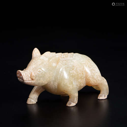 HOTAN JADE PIG DRAGON, HAN DYNASTY, CHINA