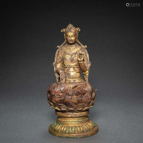 CHINESE GILD BRONZE BUDDHA STATUE, LIAO DYNASTY