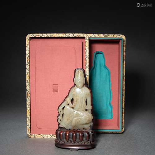 CHINESE HETIAN JADE GUANYIN STATUE, SONG DYNASTY