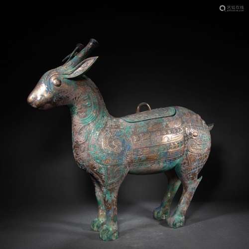 CHINESE BRONZE DEER ZUN, WESTERN ZHOU DYNASTY