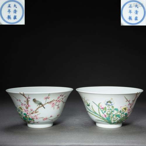 A PAIR OF CHINESE FAMILLE ROSE PORCELAIN BOWLS, QING DYNASTY