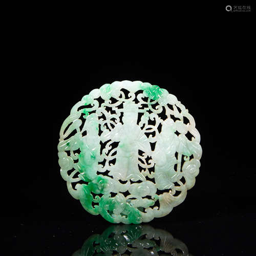 CHINESE EMERALD FIGURES BRAND, QING DYNASTY