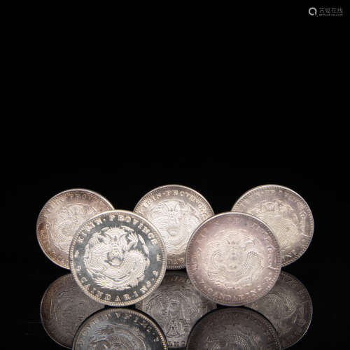 A GROUP OF CHINESE STERLING SILVER COINS, QING DYNASTY