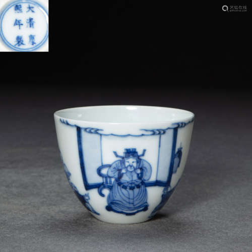 CHINESE BLUE AND WHITE PORCELAIN TEACUPS, QING DYNASTY