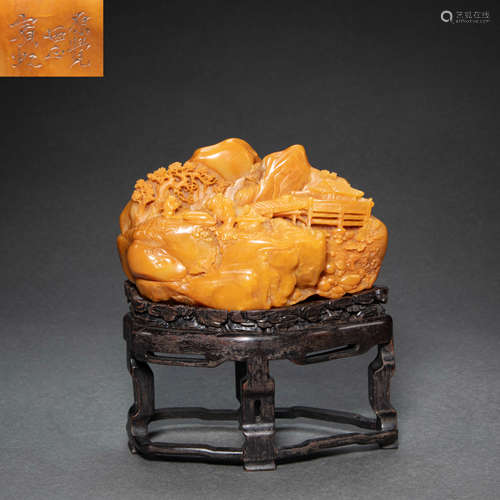 CHINESE SHOUSHAN TIAN HUANG STONE ORNAMENT, QING DYNASTY