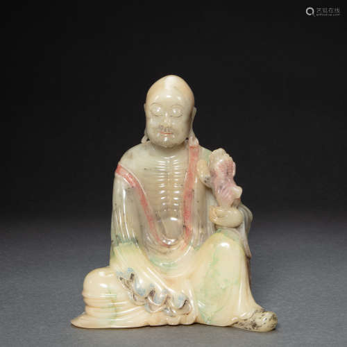 CHINESE SHOUSHAN STONE ARHAT STATUE, QING DYNASTY
