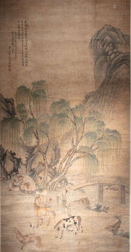 CHINESE CALLIGRAPHY AND PAINTING BY HE ZIZHUANG, QING DYNAST...