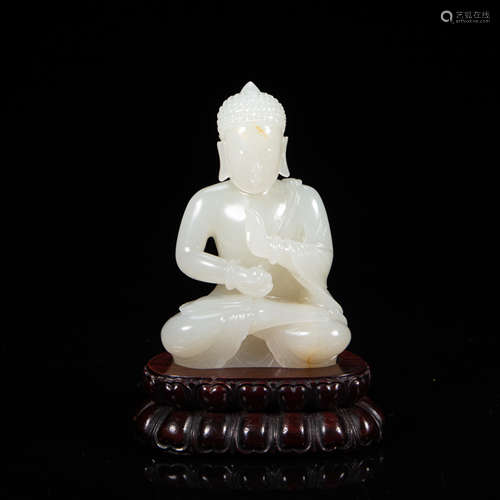 CHINESE HOTAN JADE BUDDHA STATUE, QING DYNASTY, CHINA