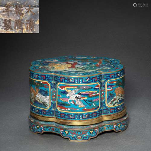 CHINESE BRONZE GILDED ENAMEL BOX, QING DYNASTY