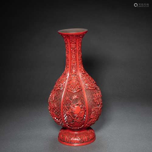 CHINESE COPPER LACQUERWARE VASE, QING DYNASTY