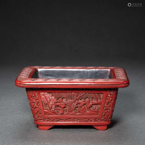 CHINESE LACQUERWARE FLOWERPOT, QING DYNASTY