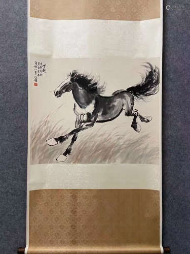 Xu Beihong Inscription, Horse, Vertical Paper Painting