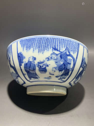 Qing Dynasty Kangxi Period Made Mark, Blue and White Figure ...