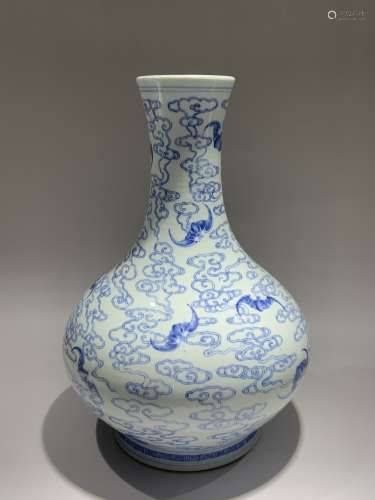 Qing Emperor Qianlong Period Mark, Blue and White Glazed Por...