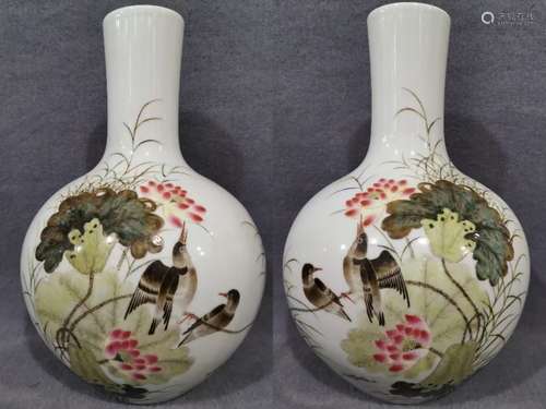 Cheng Yiting Mark, Famille Rose Glazed Flowers and Birds Pai...