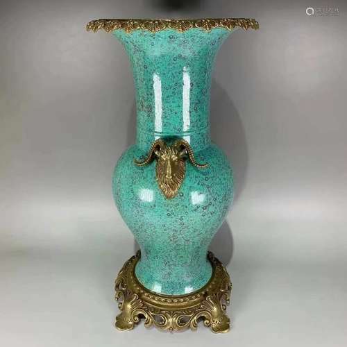 Qing Emperor Qianlong Period Mark, Coper Green Glaze Sheephe...